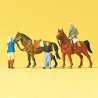 Personnages + 2 chevaux Equitation-HO 1/87-PREISER 10503