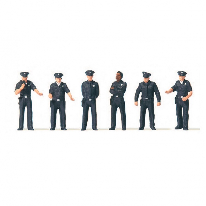 6 Policiers Américains-HO 1/87-PREISER 10799