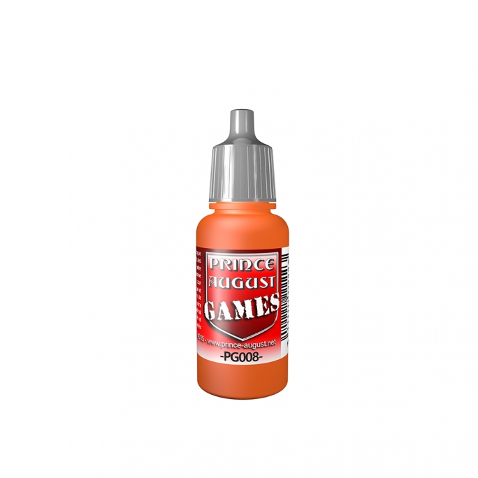 Peinture Acrylique, 17ml, Orange feu - PRINCE AUGUST PG008