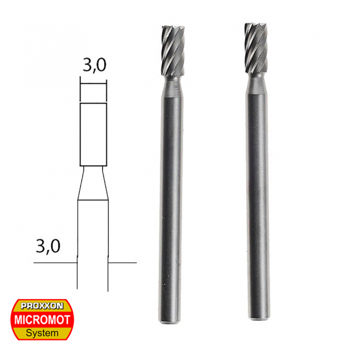 Embouts de fraise Cyl. Ø3mm, "wolfram-vanadium" (x2) - PROXXON 28722