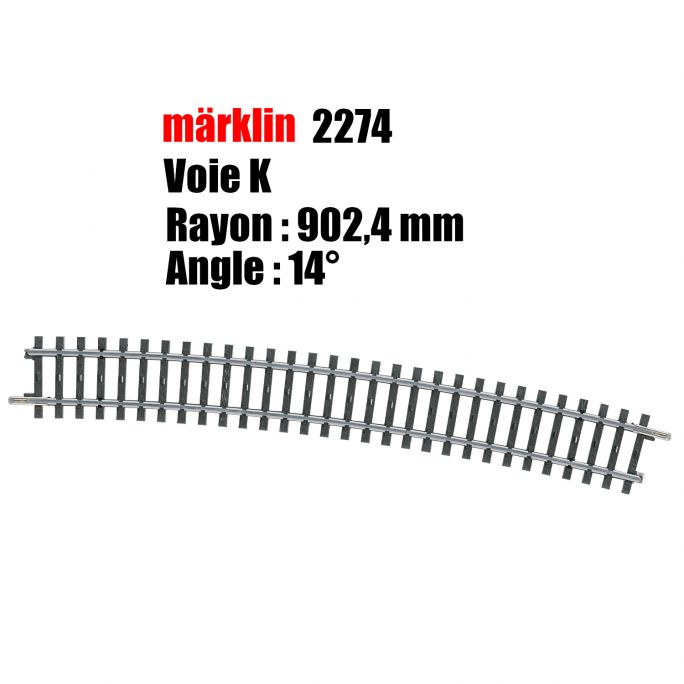 Rail courbe R 360 mm / 30° Voie K- HO 1/87 - MARKLIN 2221