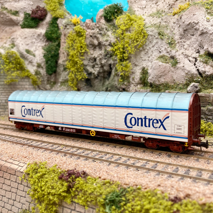 Wagon bâché Rils à bogies "CONTREX", Sncf, Ep V - JOUEF HJ6275 - HO 1/87