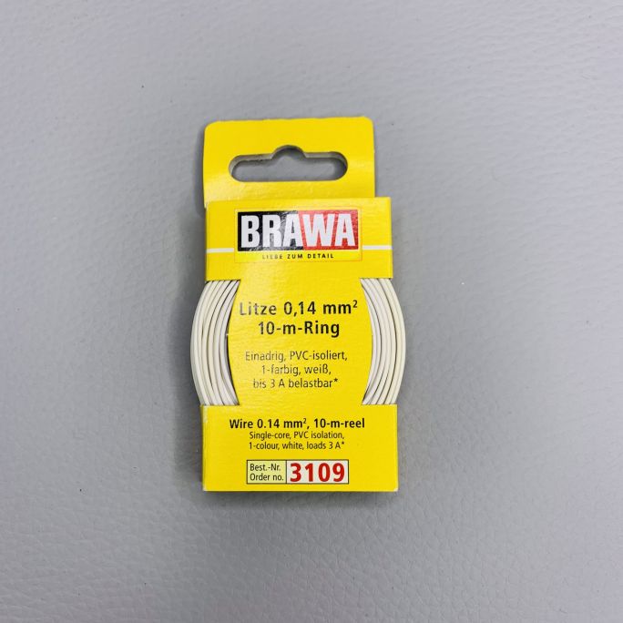 Câble 0,14 mm², Blanc, 10 m - BRAWA 3109