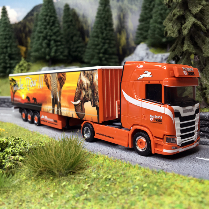 Camion Scania CS20 HD semi-remorque bachée, Orange - Herpa 316903  - 1/87