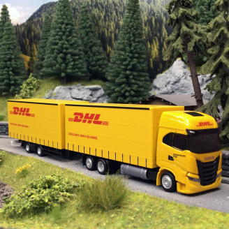 Camion remorque volumétrique Iveco S-way GNL DHL, Jaune - Herpa 315890 - 1/87