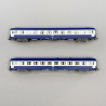 2 voitures couchettes UIC Y, B9C9x, livrée TEN, logo encadré blanc, SNCF, Ep IV - REE NW-189 - N 1/160