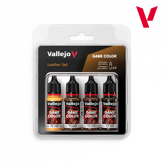 Set Cuir, Peintures Acryliques, 4 x 18 ml - VALLEJO 72385