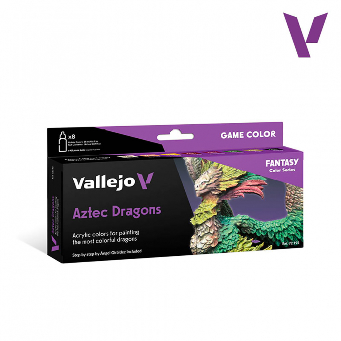 Set Game color Dragons aztèques, Peintures Acryliques, 8 x 18 ml - VALLEJO 72195