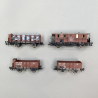 4 wagons de marchandises, 2 essieux, KPEV, Ep I - ROCO 6600073 - HO 1/87