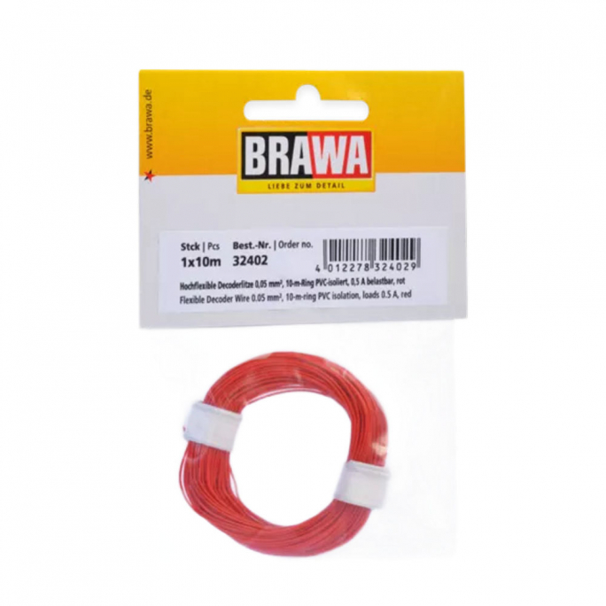 Câble 0,05 mm², Rouge, 10 m - BRAWA 32402