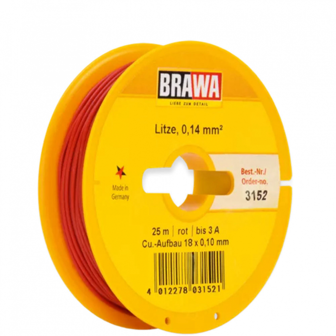 Câble 0,14 mm², Rouge, 25 m - BRAWA 3152