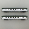 2 voitures inox DEV courtes, B8, 2CL, Sncf, Ep IV - JOUEF HJ4177 - HO 1/87