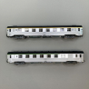 2 voitures inox DEV courtes, A8, 1CL + B6D, fourgon/2CL, Sncf, Ep IV - JOUEF HJ4176 - HO 1/87