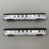 2 voitures inox DEV courtes, A8, 1CL + B6D, fourgon/2CL, Sncf, Ep IV - JOUEF HJ4176 - HO 1/87