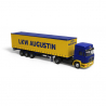 MAN F90 camion semi remorque bâche "LKW Augustin", Jaune et bleu - MINIS LC4069 - N 1/160