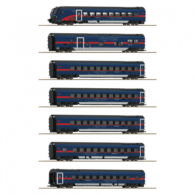 Coffret de 7 voitures Nightjet, ÖBB, Digital Sonore, Ep VI - ROCO 5510004 - HO 1/87