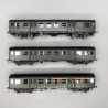 3 voitures Romilly, ABtmyp + Btmyp + BDtmyp, châssis noir avec éclairage, SNCF,  Ep III - EPM E413308 - HO 1/87