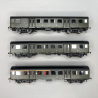 3 voitures Romilly, ABtmyp + Btmyp + BDtmyp, châssis noir avec éclairage, SNCF,  Ep III - EPM E413308 - HO 1/87