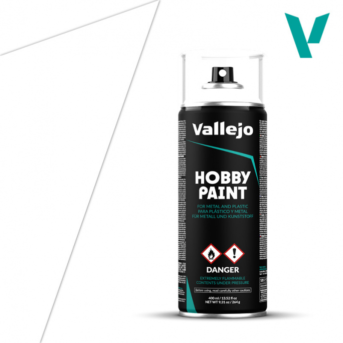 Spray HOBBY PAINT, Apprêt Blanc400ml - VALLEJO 28010