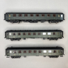 3 voitures OCEM, 2 x RA 2CL + PL 1CL, marquage 1950, châssis toit noir, SNCF,  Ep IIIb - LSMODELS 40929 - HO 1/87