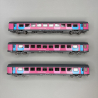 3 voitures "Ouigo" VTu B10rtu et B11tu, 2CL, toit gris foncé, SNCF, avec éclairage,  Ep VI - LSMODELS 40993 - HO 1/87