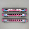 3 voitures "Ouigo" VTu B10tuh et B11tu, 2CL, toit gris clair, SNCF, avec éclairage,  Ep VI - LSMODELS 40992 - HO 1/87