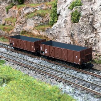 Coffret 2 wagons de marchandises El-u, marron DR Ep. IV - Arnold HN6381 - N 1 /160