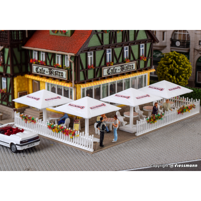 4 parasols pour terrasse ou restaurant - VOLLMER 45138  - HO 1/87