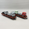 4 wagons à ranchers Ks 3300 et Ks 3301 chargement camions, DR, Ep. IV - Marklin 46406 - HO 1/87