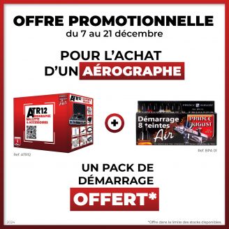 Offre Promotionnelle - Coffret Aérographe Travel Haute Définition - Prince August ATR12 + Démarrage 8 teintes BPA01