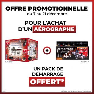 Offre Promotionnelle - Coffret complet aérographe et compresseur - Prince August AE06+ + Démarrage 8 teintes BPA01