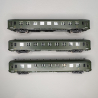 3 voitures DEV AO couchettes 2 CL, B9C9, Sncf, Ep IIIb - REE VB-399 - HO 1/87