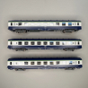 3 voitures DEV AO couchettes 2 CL, B9C9, logo encadré, Sncf, Ep IV et V - REE VB-402 - HO 1/87