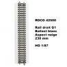 Rail droit G1, Ballast blanc aspect neige, 230 mm - ROCO 42500 - HO 1/87