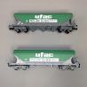 2 wagons trémies parois planes, "UFAC", Ep. IV - JOUEF HJ6281 - HO 1/87