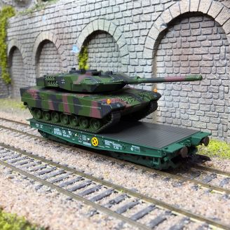 Wagon plat Rlmmps et char de combat Leopard 2A6, DB AG, Ep. VI - MARKLIN 48843 - HO 1/87