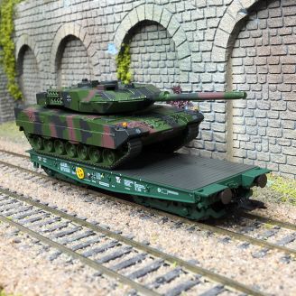 Wagon plat Rlmmps et char de combat Leopard 2A6, DB AG, Ep. VI - MARKLIN 48870 - HO 1/87