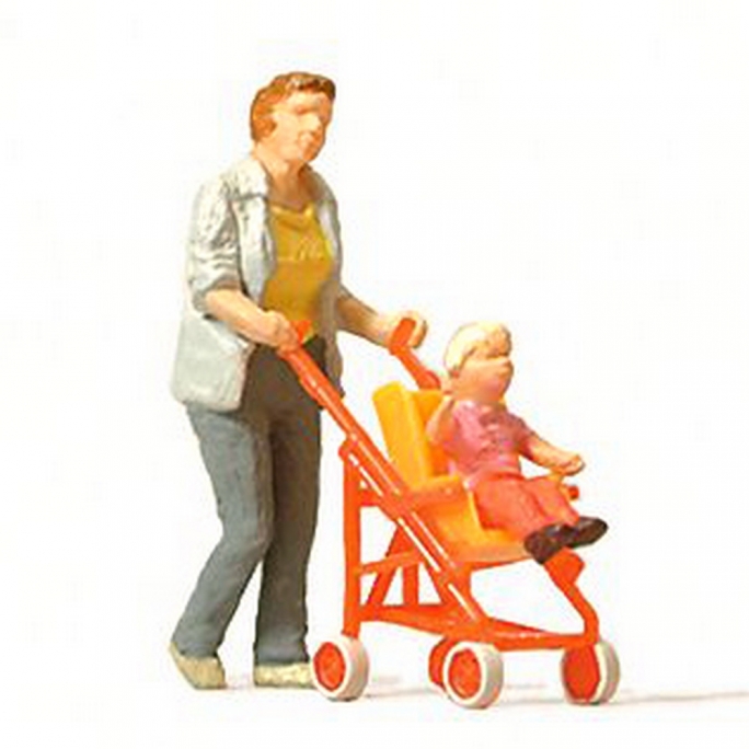 Femme promenant son bébé-HO 1/87-PREISER 28079