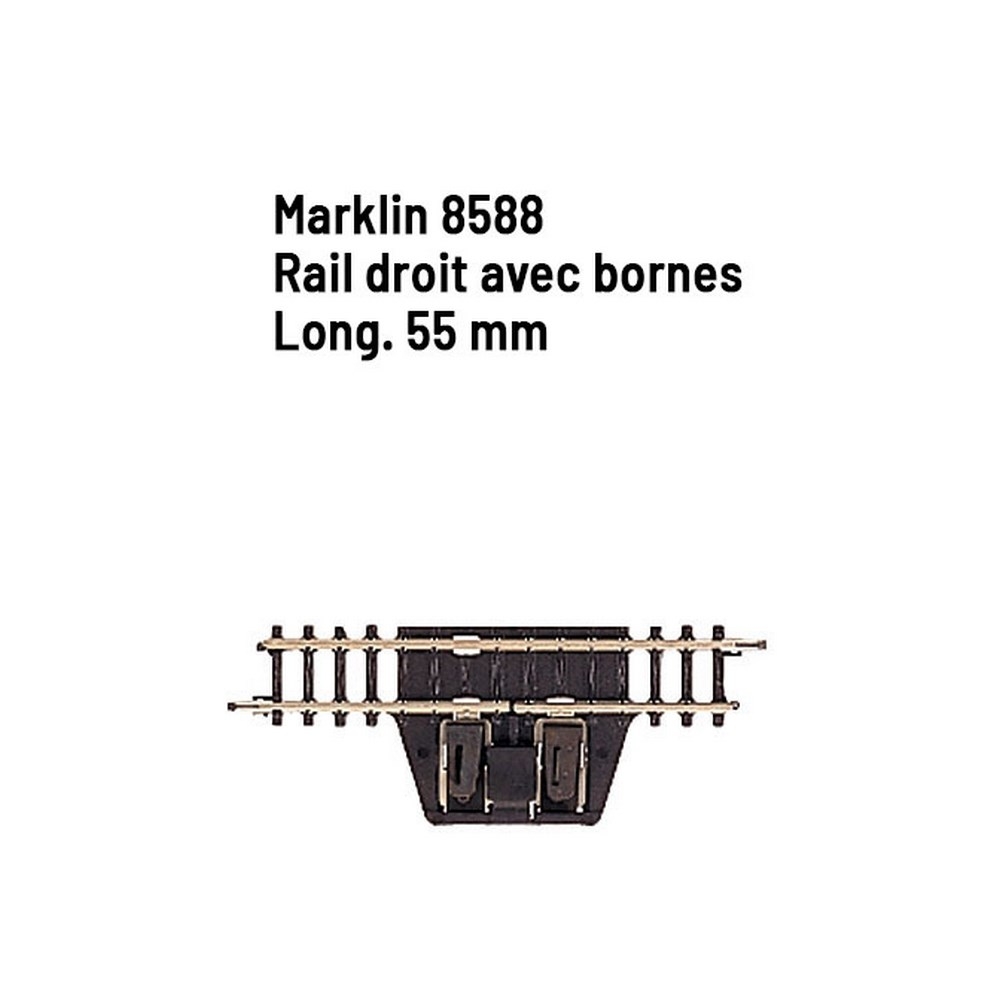 Rail droit de coupure avec bornes 55 mm - Z 1/220 - MARKLIN 8588